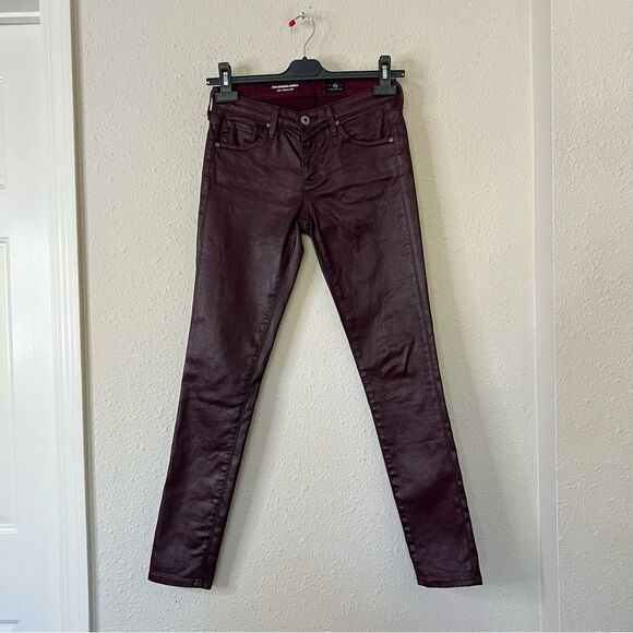 Adriano Goldschmied Burgundy Coated The Legging Ankle Skinny Pants Size 24R - Picture 3 of 9